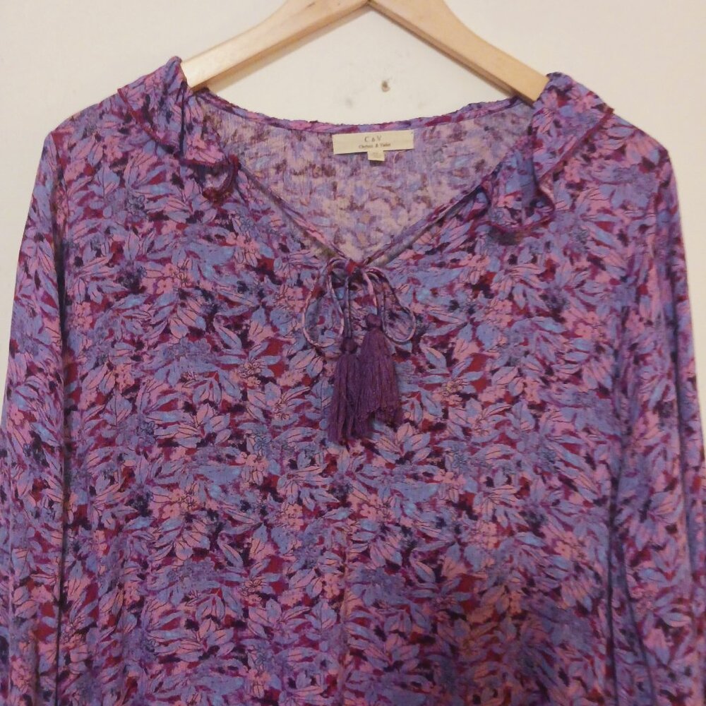 Chelsea & Violet Floral Purple Tiered Maxi Dress Size Medium, Boho, Cottagecore - Picture 8 of 16